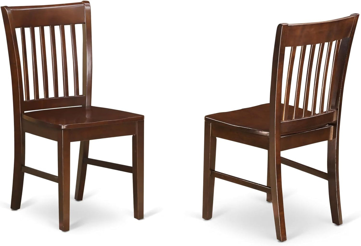 East West Furniture NFC-MAH-W Norfolk Dining Room Chairs - Slat Back Solid Wood Seat Chairs, Set of 2, Mahogany