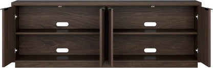 Henn&Hart 70" TV Stand for TVs up to 78", Rich Brown | Elegant ribbed doors, adjustable shelves, and cable cut-outs create stylish, clutter-free storage for any room