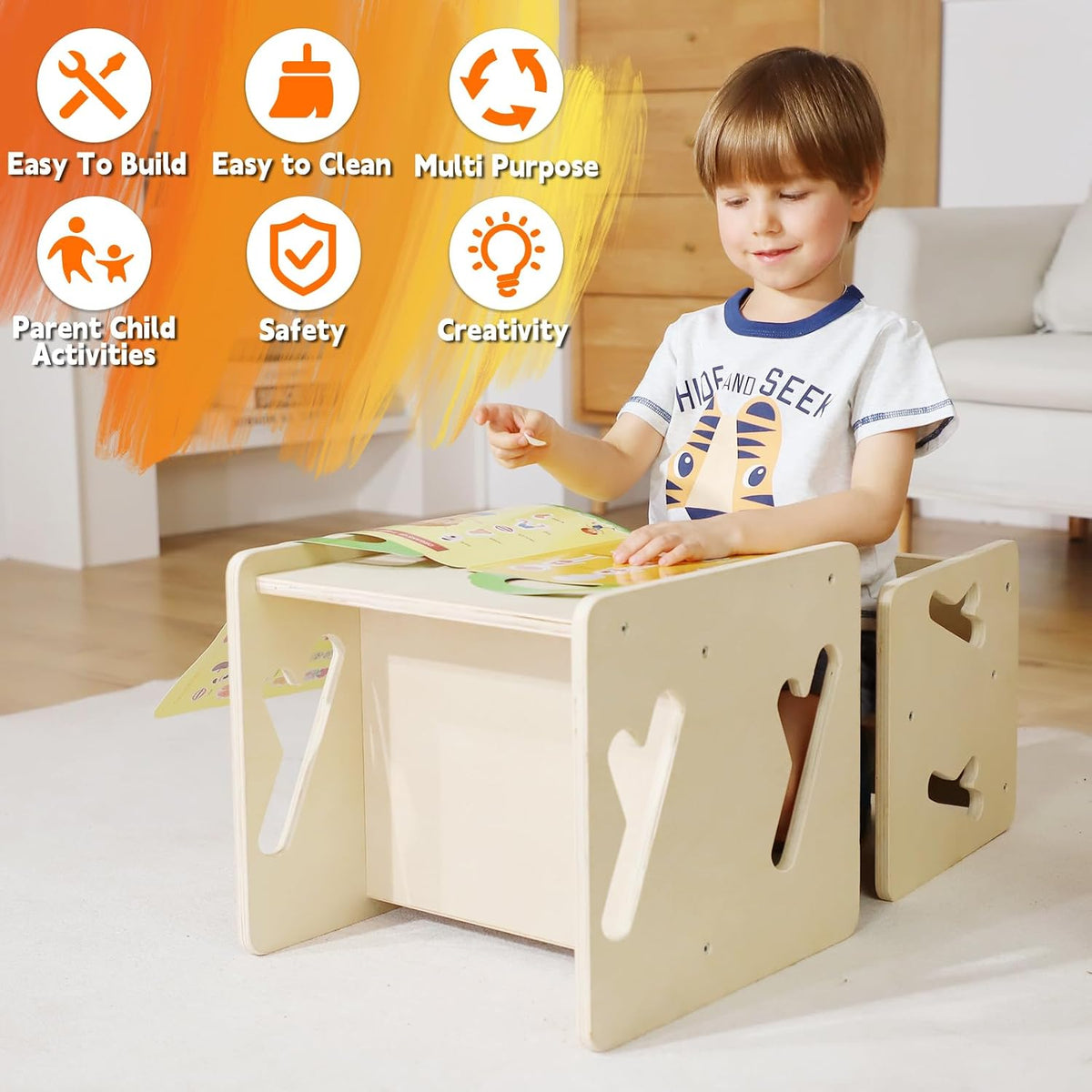 Montessori Weaning Table and Chair Solid Wooded Toddler Table and Chair Set Kids Montessori Furniture