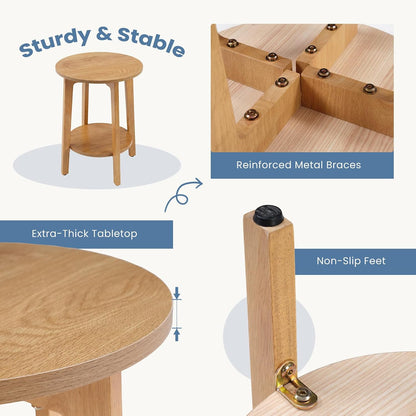 DUMOS Small Round End Tables Set of 2 for Living Room, Small Spaces