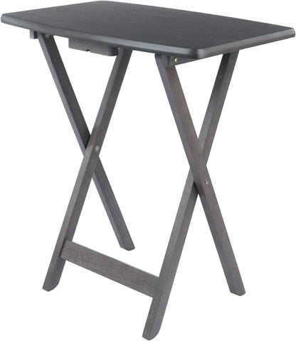 WINSOME Dorian Oversized Snack Table Set, Oyster Gray (Brown Base) (replace color may vary)., 23.62 x 15.75 x 25.51, 5pc