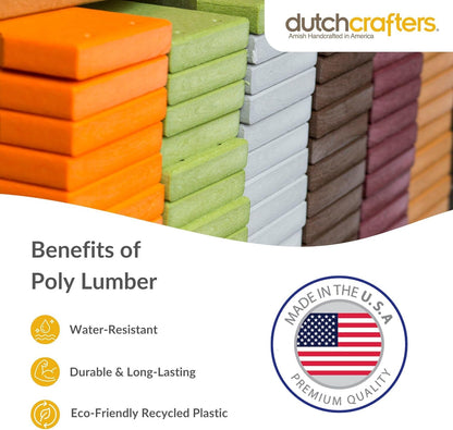 DutchCrafters Poly Outdoor Footstool - Amish Made Outdoor Furniture, Earth-Friendly, Recycled Plastic Patio & Balcony Furniture, Smooth & Durable, Stainless Steel Hardware, Easy Assembly (Gray)