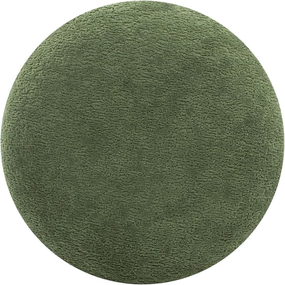 Jennifer Taylor Home Fuji 15" Mushroom Footstool Ottoman in Moss Green Fleeced Teddy