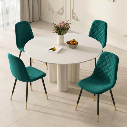 Velvet Green Dining Chairs Set of 4 - Upholstered Kitchen & Dining Room Chairs with Metal Legs, Mid-Century Modern Chairs for Living Room Dining Room Kitchen Bedroom