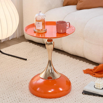 Sleek Hourglass Side Table - Stylish Modern Design Perfect for Living Rooms, Cafes, Dining Areas, Bedrooms, and Outdoors - Chic Decorative Accent (1, Hermes Orange)