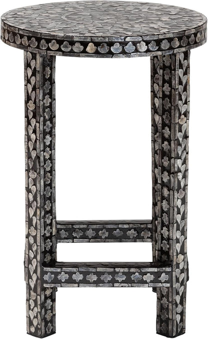 bali & pari Elara Coastal Black and White Mother of Pearl Capiz Shell End Table