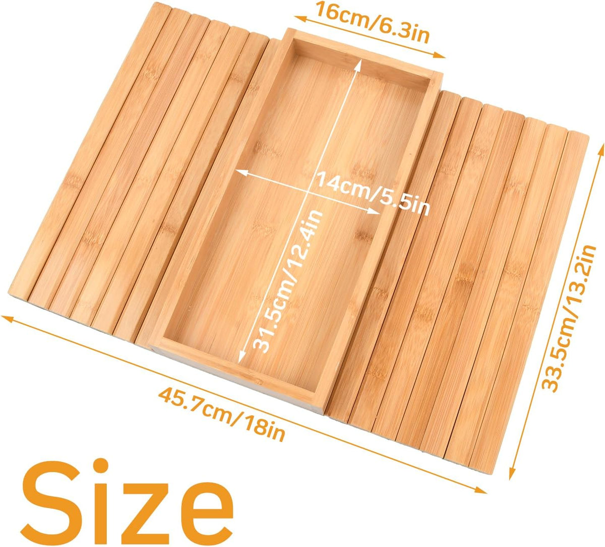 Couch Armrest Table, Bamboo Couch Cup Holder, Couch Cup Holder Tray, Sofa Arm Tray, Armchair Caddy 12.4" x 5.5" with Nonslip Felt Bottom, Sturdy Bamboo Slats for Armrests 6" and Wider (Brown)