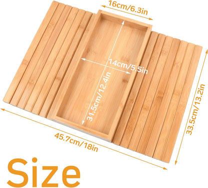 Couch Armrest Table, Bamboo Couch Cup Holder, Couch Cup Holder Tray, Sofa Arm Tray, Armchair Caddy 12.4" x 5.5" with Nonslip Felt Bottom, Sturdy Bamboo Slats for Armrests 6" and Wider (Brown)