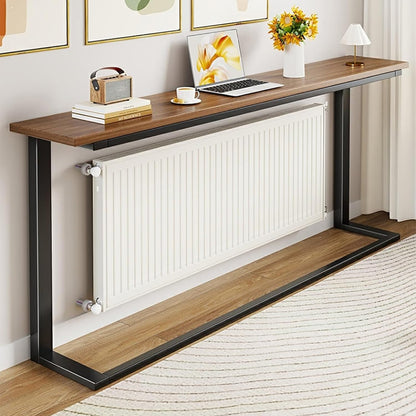 Over Radiator Shelf, Long Radiator Side Table, Sofa Table Behind Couch for Home Living Room Bedroom Office, Small Footprint(Brown,160x20x80cm/63x8x31in)