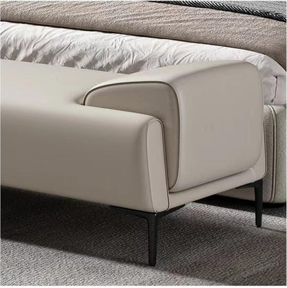Modern Upholstered Ottoman - End of Bed Stool for Makeup and Bedroom of, Leather Footstool with Arms Entryway(Blue,150 * 45 * 45cm)