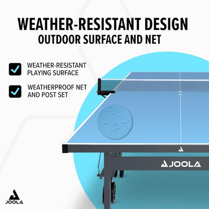 JOOLA NOVA Outdoor Ping Pong Table with Waterproof Table Tennis Net Set - Quick Assembly - All Weather Aluminum Composite Surface - Tournament Quality - Indoor & Outdoor Compatible