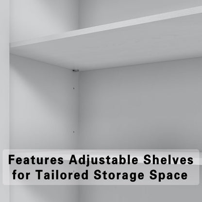 67" Kitchen Pantry Cabinet, 28"W Storage Cabinet for Kitchen, Living Room | 67" x 28" x 15" size, 4 adjustable shelves, engineered wood, anti-tip compatible, Shaker doors, White