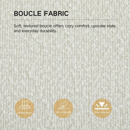 End of Bed Bench for Bedroom, 66.34'' Boucle Fabric Long King Size Bench with Black Legs for Entryway, Hallway, Cloakroom, Window Bench (White).