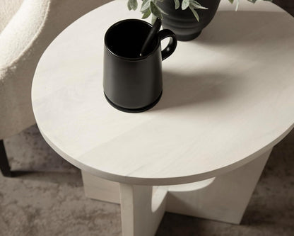 Kate and Laurel Sureda Modern Wooden Oval Side Table; 20 x 16 x 22; Bleached Wood; Transitional Wood End Table for Use as Bedroom Nightstand or Living Room Plant Stand Table