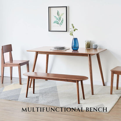 100% Solid Oak Indoor Dining Bench, Wood Bench for End of Bed with Safety Rounded Corners, Entryway Benches for Farmhouse, Kitchen, Living Room(Walnut,12" L x 39.5" W x 16.2" H)