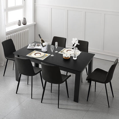 Giantex Dining Table for 6, Rectangular Kitchen Table with 330Lbs Capacity, Stable Structure, 63" L x 31.5" W x 30" H Large Farmhouse Center Tables for Dinner, Dinette, Dining Room, Black