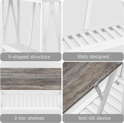 Entryway Table, 39" Farmhouse Console Table with Shelf Narrow Foyer Table | | 2-Tier Open Shelf,V-Shape Anti-Tip Legs,Slim Narrow Design,Sofa Table Use,Two-Tone Finish,30-Min Easy Assembly,Oak Grey