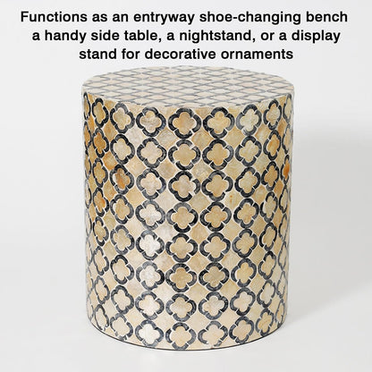 Bedside/Sofa Side Table – Shell-Style Accent Table (Suitable for Living Room, Balcony, or as a Coffee Table/Drum Stool)