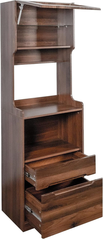 Kitchen Pantry Hutch Cabinet, Farmhouse Kitchen Hutch Buffet Cabinet with 2 Drawers and Shelves, Sideboard Buffet Cabinet with Microwave Stand for Dining Room, Kitchen