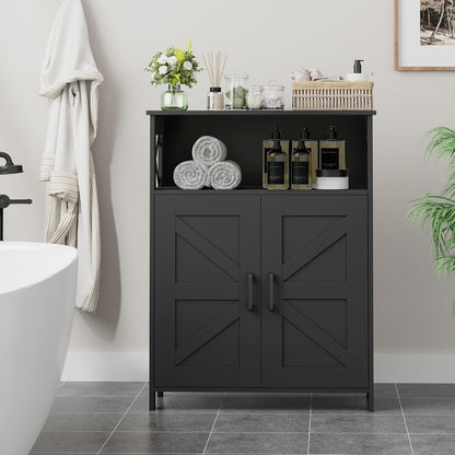 Homhedy Farmhouse Bathroom Storage Cabinet with Doors, Small Floor Cabinet