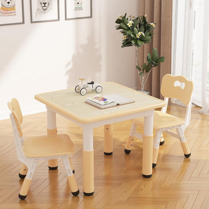 IDEALHOUSE Adjustable Height Kids Table and 2 Chairs Set – Writable Whiteboard Top, Non-Slip Legs, Easy to Clean, Ideal for Toddlers and Children Ages 2-10, Multi-Activity Table for Home, Nursery,