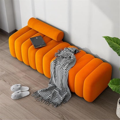 Modern Long Bench with Backrest for Changing Shoes Bedroom Bed end Walk-in Closet Rest Area Entryway(Small)