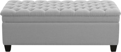 WUTUTUEE 51" Fabric Storage Ottoman Bench, Upholstered Rectangle End of Bed Storage Ottoman Tufted Living Room Bedroom Bench with Safety Hinge, Solid Wood Legs, Loads 500 lb(Light Grey)