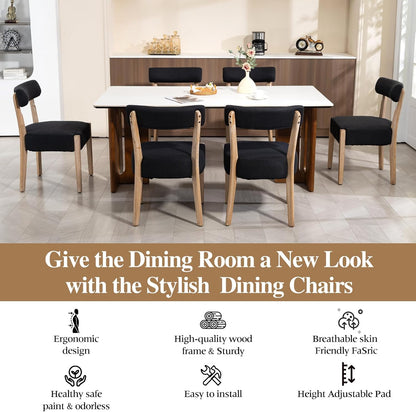 ZJhome Dining Chairs,Set of 2 Mid-Century Modern Wooden Kitchen Chairs with Linen Upholstery - Low-Back Woven Design for Kitchen & Dining Room,Black Fabric