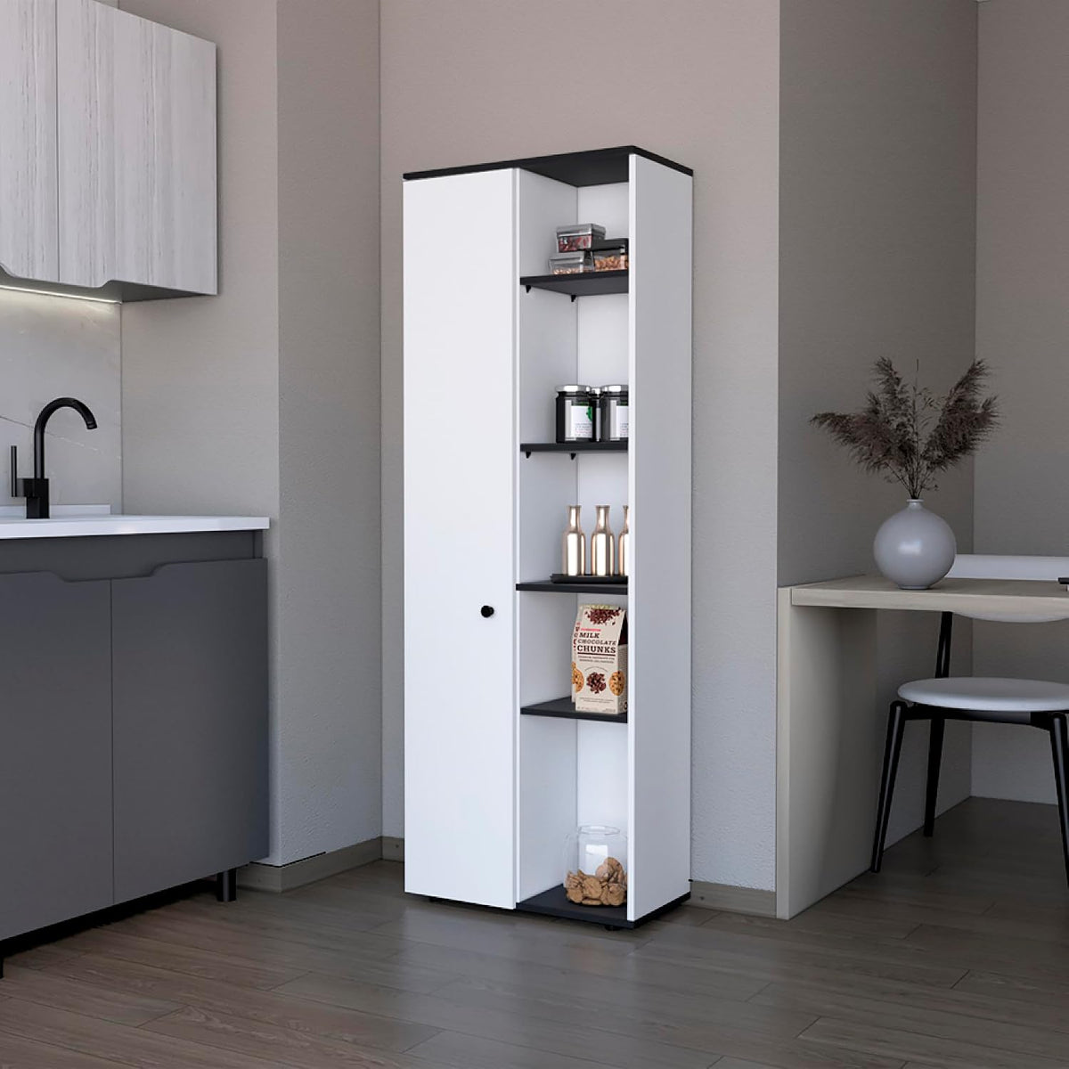 Multistorage Kitchen Pantry Lane, Kitchen, White/Black