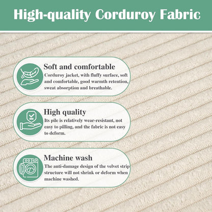 Rectangular Pouf Ottoman Soft Furry Corduroy Foot Rest for Chair | Stuffed Floor Pouf, Multi-use Ottoman for Living Room, Bedroom. Foot Rest Stool as Footrest, Extra Seat, or Side Table