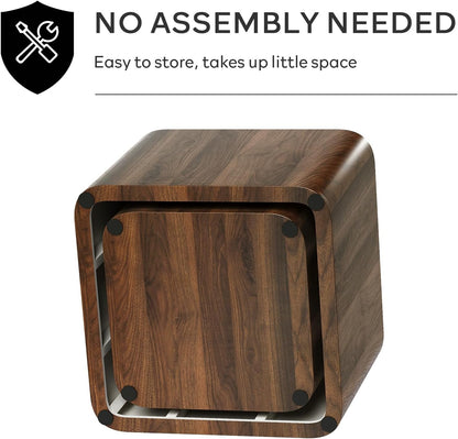 Nesting Coffee Table Set of 2, Modern Coffee Table and End Table Sets, Small Wooden Nesting Side Tables for Living Room Bedroom Apartment(Walnut)