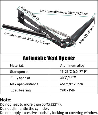 Auto Vent Opener Automatic Greenhouse Windows Opener Temperature Sensitive Roof Vent Opener Auto Vent Kit Gardening Tools Greenhouse Accessories Hothouse Roof Vent Kit (Dual Spring Up to 30lbs)