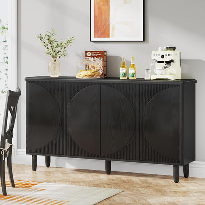 Tribesigns Buffet Cabinet Sideboard with Storage, Modern Storage Cabinet Sideboard Buffet Table with Doors for Living Room Kitchen Dining Room (Black)