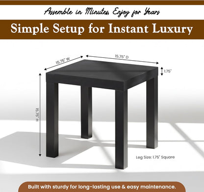 Kings Brand Furniture Zayne Modern Square Wood Parsons Side End Table for Bedside Use, Nightstand, Bedroom, Living Room, or Office (Black)