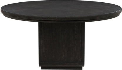 Coaster Home Furnishings - Leandro - Wood - Round Dining Table with Pedestal Base, Ash Veneer and Curved Edges - Dining Room & Kitchen - 60-Inch - Burnished Black - 115390