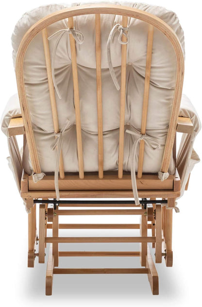 Paddie Glider Rocker Replacement Cushions Velvet with Storage, Rocking Chair Cushion Set with Ties, 5PCS, Beige
