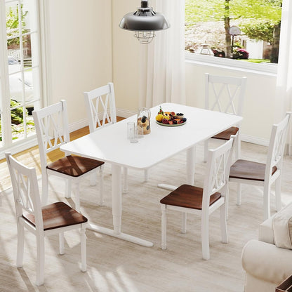 GOFLAME Wooden Dining Chairs Set of 4, Farmhouse Kitchen Side Chairs with Ergonomic Seat & High Backrest, Armless Dinette Chairs for Dining Room, Living Room, Restaurant, Walnut & White
