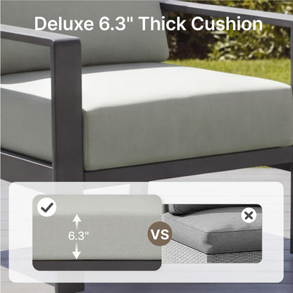 KISLOT Aluminum Outdoor Patio Furniture Armchairs,Outside Patio Sofa with Washable Thick Cushion, Patio Sofa Couch Set of 2 for Porch, Balcony, Deck, Yard,Gray Aluminum Frame