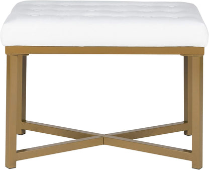HomePop 24" Tufted Velvet Ottoman Bench - White