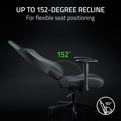 Razer Iskur V2 X NewGen Ergonomic Gaming Chair, Black/Green | Gen-2 EPU Leather with CoolTouch, Lumbar Support, Ultra-Wide Base, Foam Cushions, Adjustable 152 Degree Recline, 2D Armrests