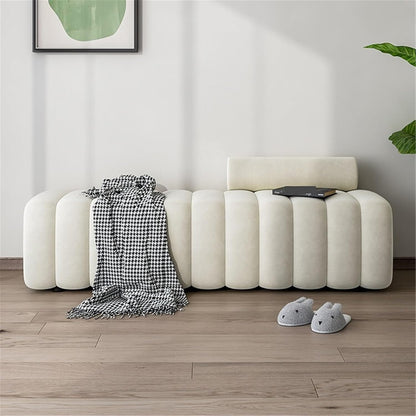 Modern Long Bench with Backrest for Changing Shoes Bedroom Bed end Walk-in Closet Rest Area Entryway(XS)