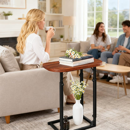Adjustable Side Table, C Shaped End Table for Couch, Bedside Table TV Tray Small Coffee Table, Narrow Side Tables for Living Room, Bedroom, Bathroom, Small Table for Sofa, Bed, Couch