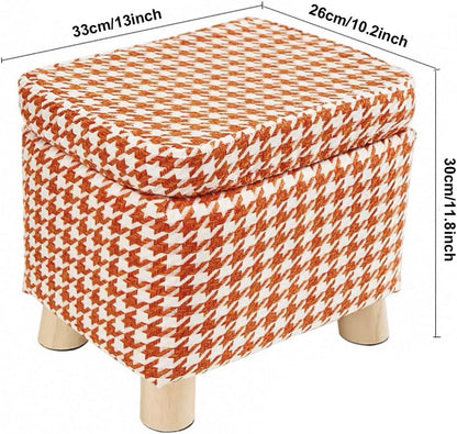 Storage Ottoman with Linen Removable Cover,Square Foot Rest Stool Hinged Lid Upholstered Padded Seat for Living Room Bedroom,Home Decor Ottoman (Green,Small)