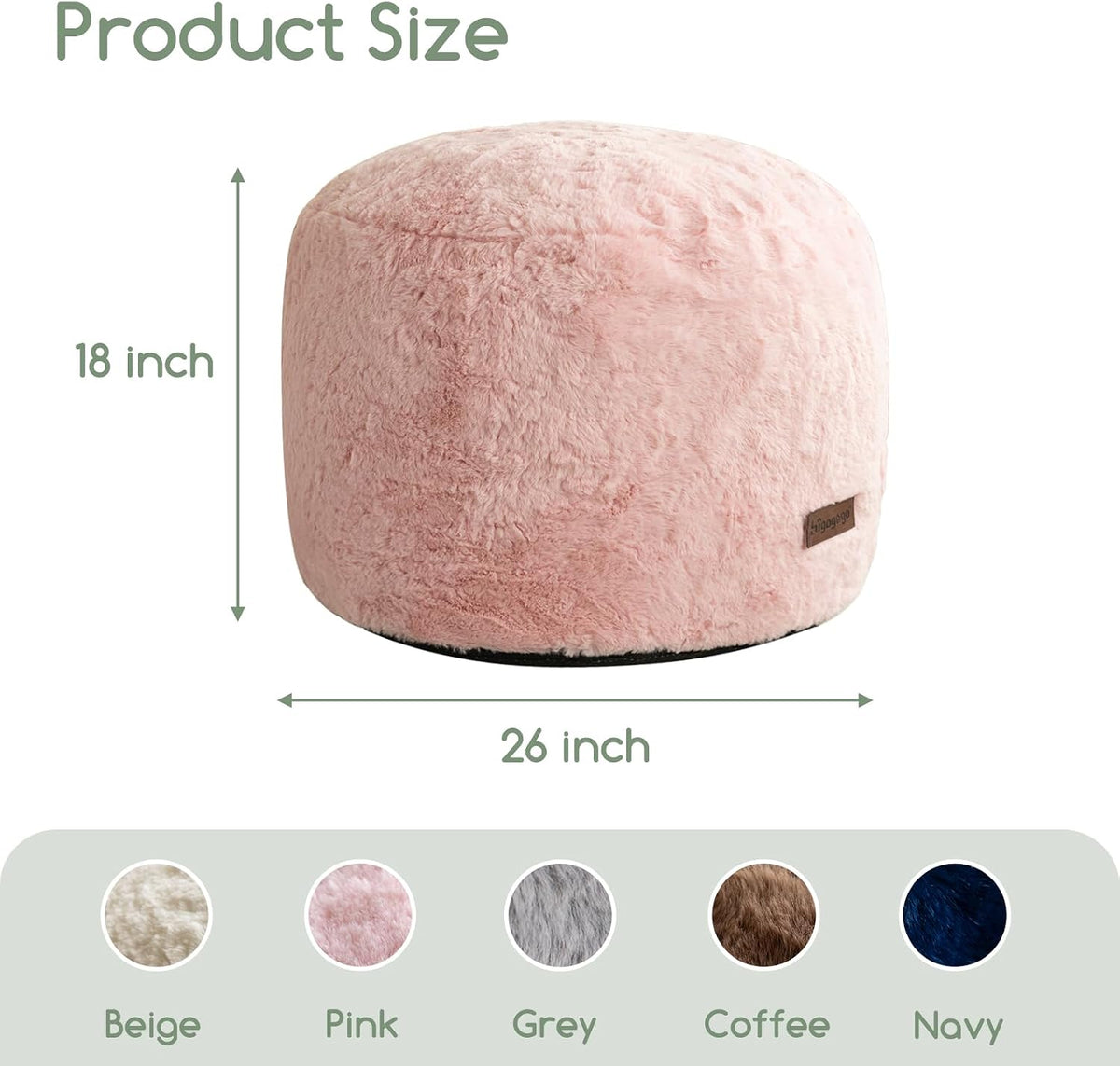 HIGOGOGO Pouf Stuffed Ottoman Round Modern Foam Filled Foot Rest Chair Decorative Poufs 26 x 18 Inches Fluffy Boho Comfy Stool for Living Room, Pink