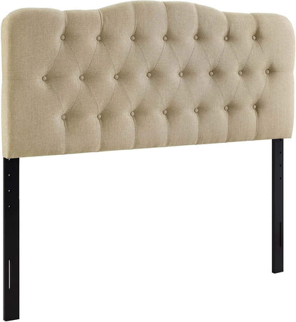 Modway Annabel Tufted Button Linen Fabric Upholstered Queen Headboard in Beige