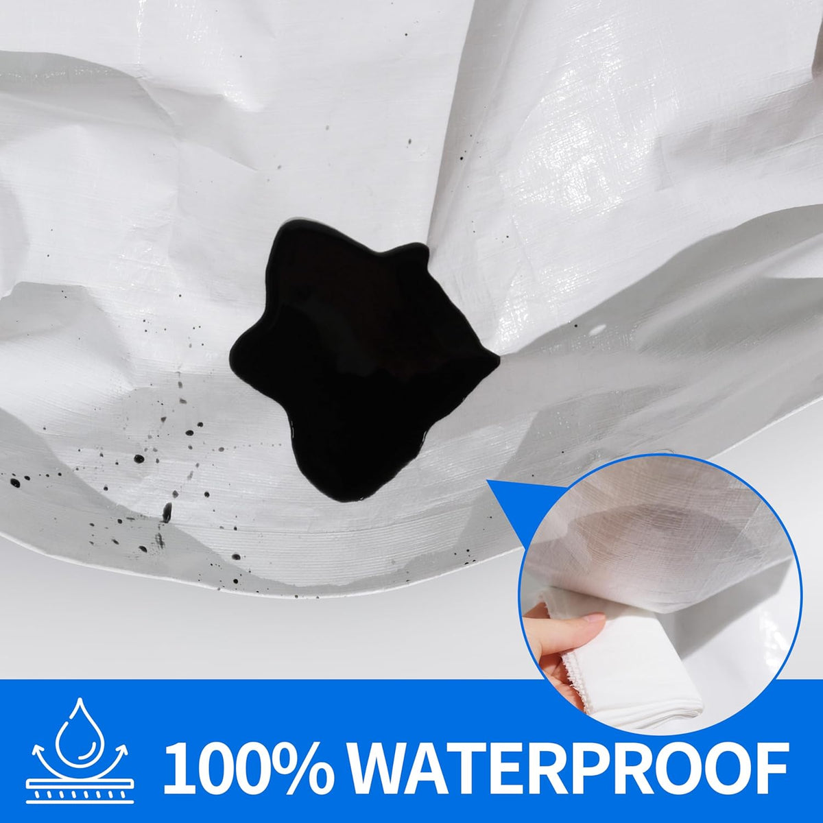 Tarp 6x8 ft Heavy Duty 12mil 100% Waterproof High Durability Multipurpose,Uv Resistant,White Tarp Suitable for Swimming Pools, Boats, Camping, Courtyards, Etc -by MVPNET