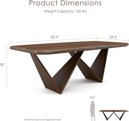 Furniture of America Nazaen III Mid-Century Modern Solid Wood 5-Piece Live Edge Dining Set – 82.5" Brown Table with Upholstered Chairs for Home Kitchen, Dinette, Rich Walnut