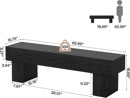Tribesigns 63“ Extra Long Entryway Bench, Indoor End of Bed Bench for Bedroom, Farmhouse Wooden Shoe Seat Dining Bench for Dining Room, Living Room, Hallway, Black