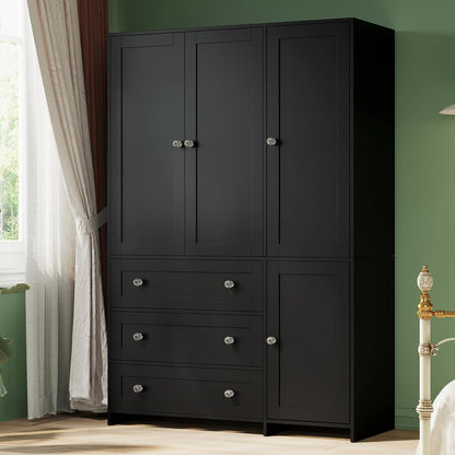VOWNER 71" Armoire Wardrobe Closet with 3 Drawers and Mirror