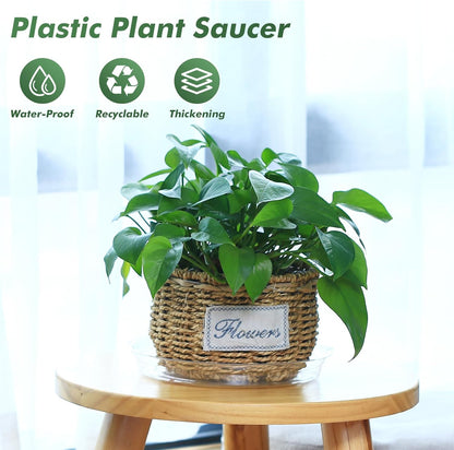 40 Pack 10 Inch Plant Saucer Clear Plant Saucers for Outdoors Plants Drip Trays, Large Pot Saucer No Holes Pot Saucers Planter Trays for Outdoor Plants Bulk Plastic Tray for Flower Pots, Snack Storage